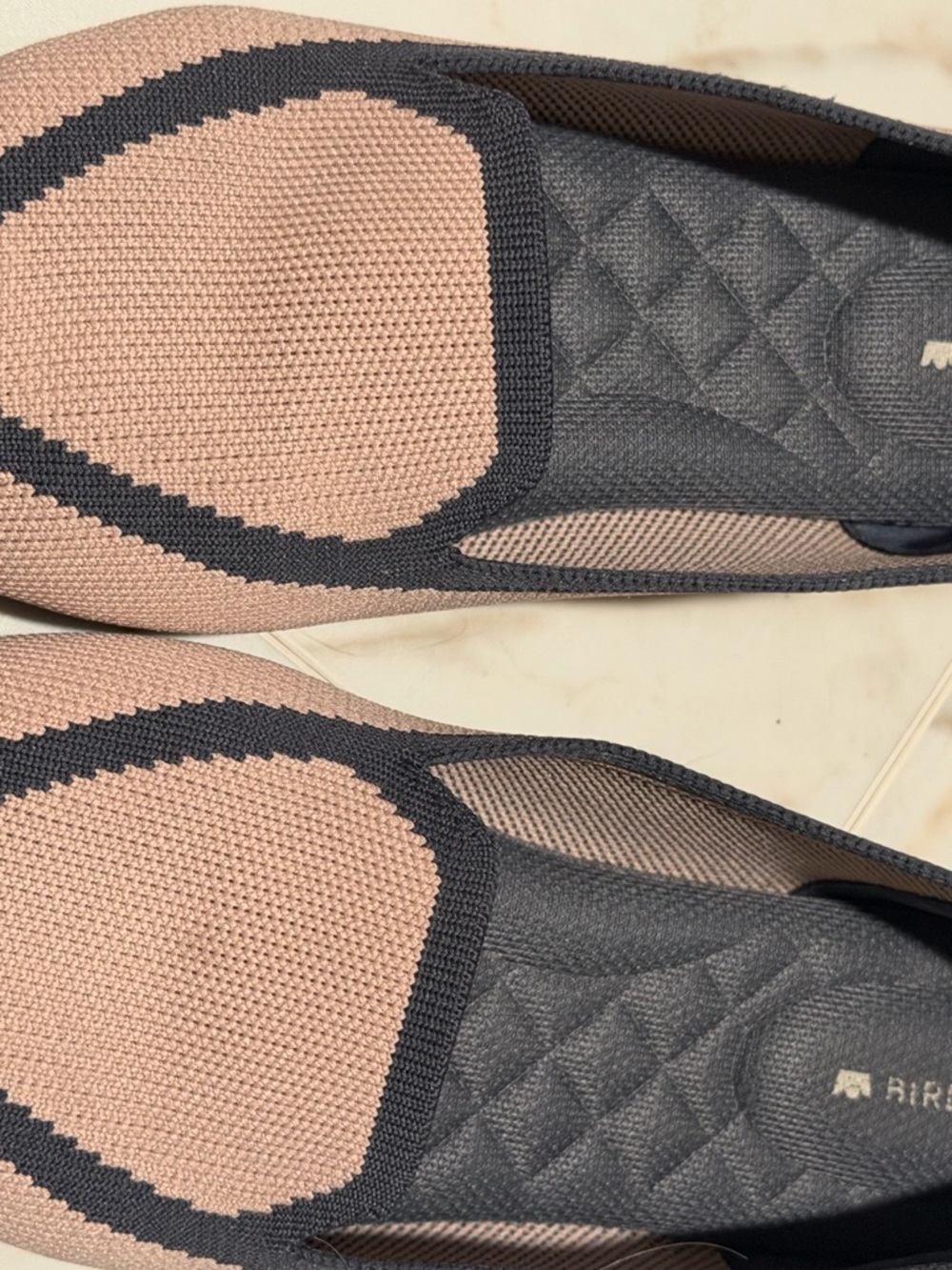 Birdies Blush Pink and Charcoal Knit Slip-On Flats